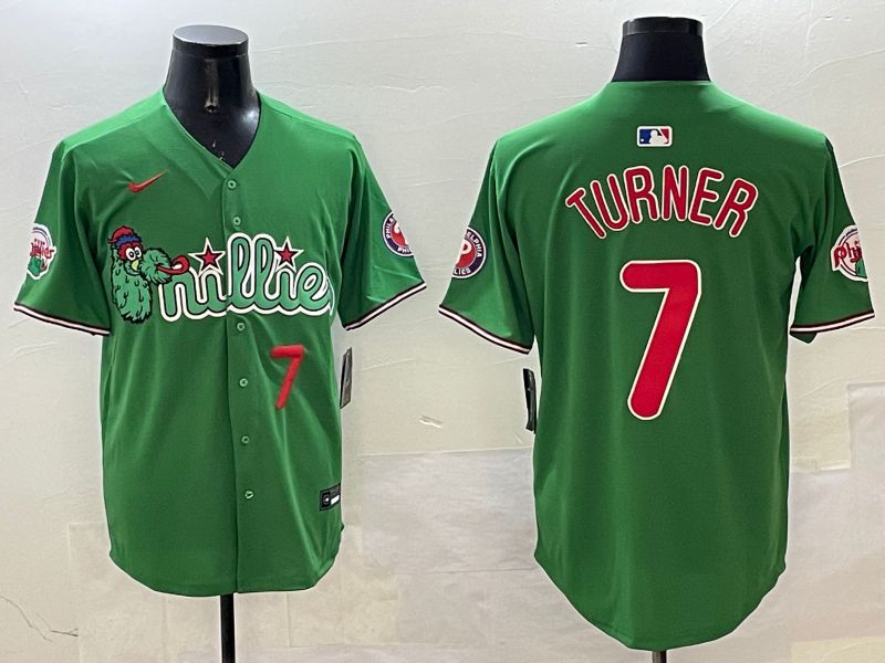 Men Philadelphia Phillies #7 Turner Green Three generations Joint Name Game 2025 Nike MLB Jersey style 5